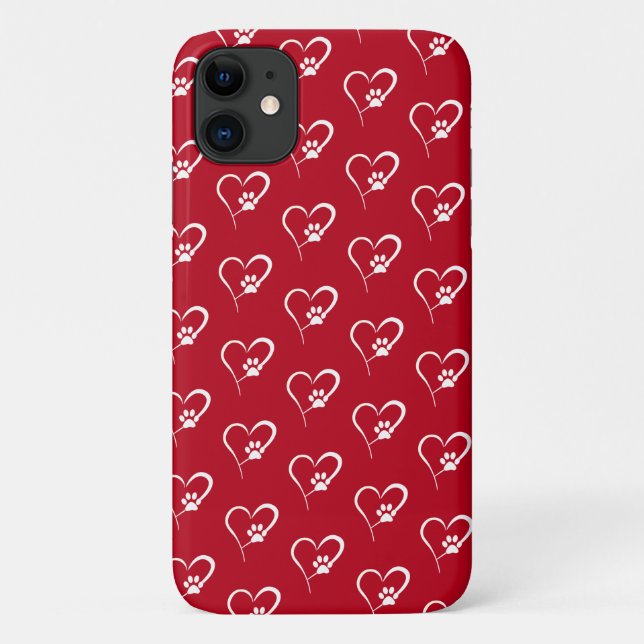 Dog paw print in white heart Case-Mate iPhone case (Back)