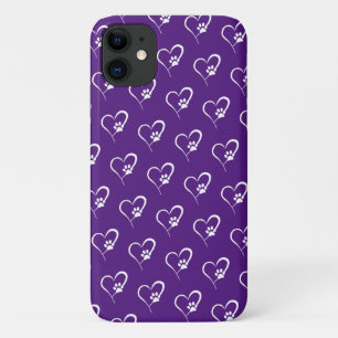 Dog paw print in white heart Case-Mate iPhone case