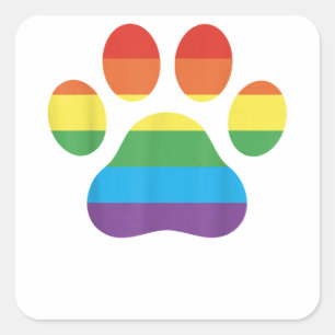 Dog Paw Print LGBTQ Rainbow Flag Gay Pride Ally Do Square Sticker