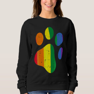 Dog Paw Print Lgbtq Rainbow Flag Gay Pride Ally Do Sweatshirt