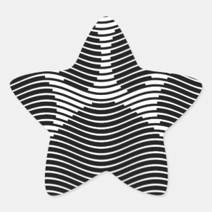 Dog Paw Print On Black And White Waves Star Sticker