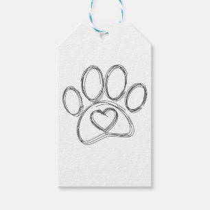 Dog Paw Print Outline Gift Tags