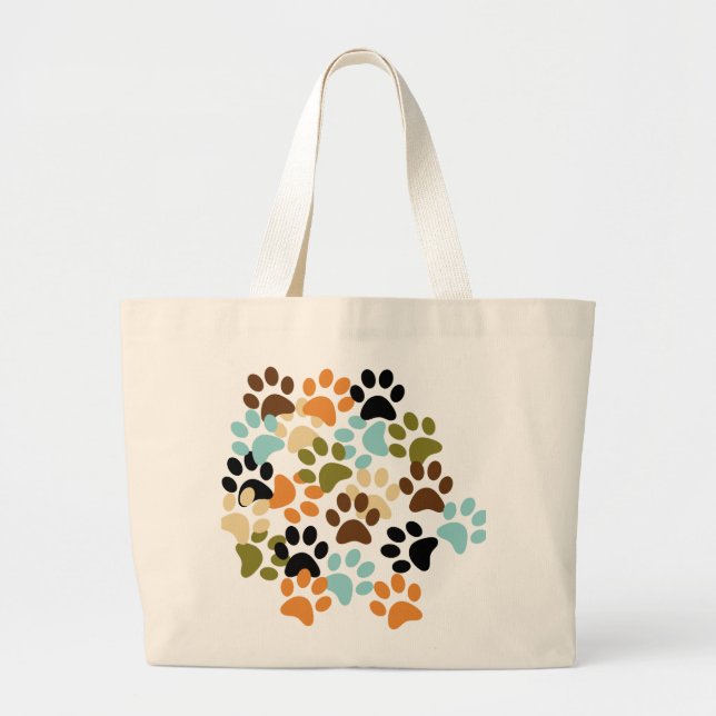 Dog paw print pattern large tote bag (Front)