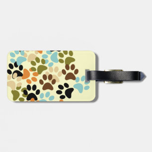 Dog paw print pattern luggage tag