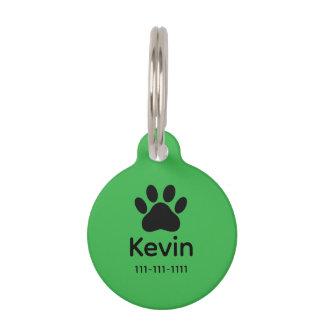 Dog Paw Print Personalised Name Pet Tag