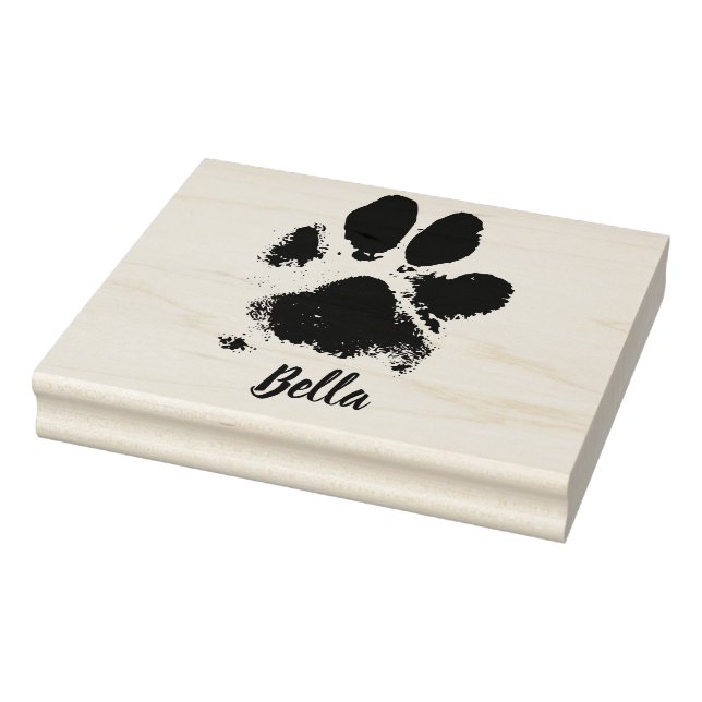 Dog Paw Print Personalised Pet Name and Impression Rubber Stamp (Stamp)