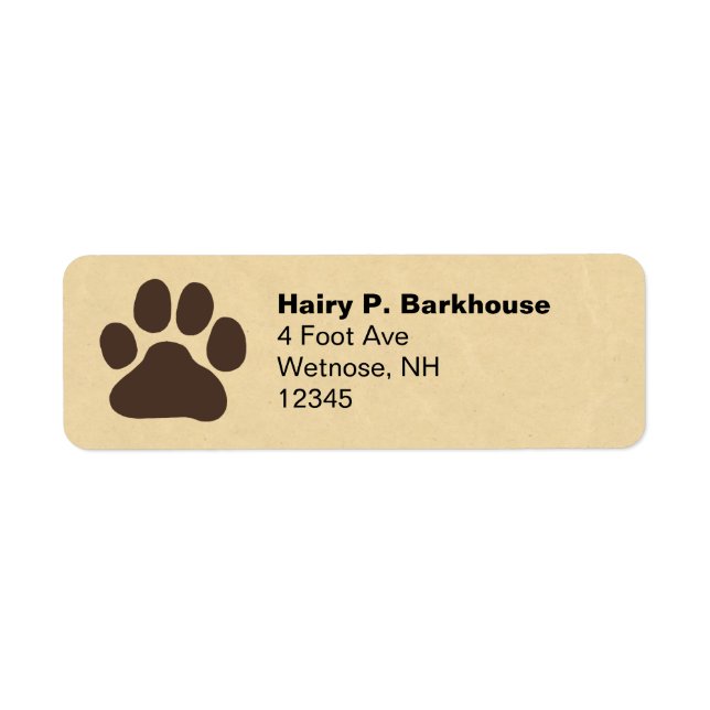 Dog Paw Print Pet Lover's Return Address Labels (Front)