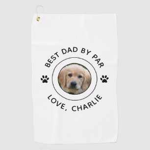 Dog Paw Print Photo Text Golf Pun Best Dad By Par Towel