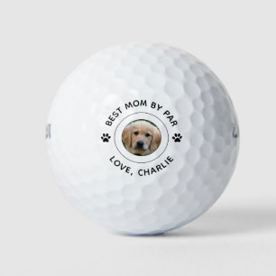 Dog Paw Print Photo Text Golf Pun Best Mum By Par Golf Balls