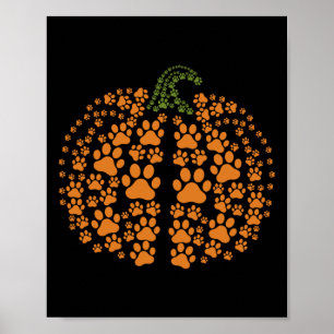 Dog Paw Print Pumpkin Autumn Fall Animal Lover Hal