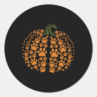 Dog Paw Print Pumpkin Autumn Fall Animal Lover Hal Classic Round Sticker