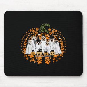 Dog Paw Print Pumpkin Autumn Fall Ghost Dog Spooky Mouse Pad