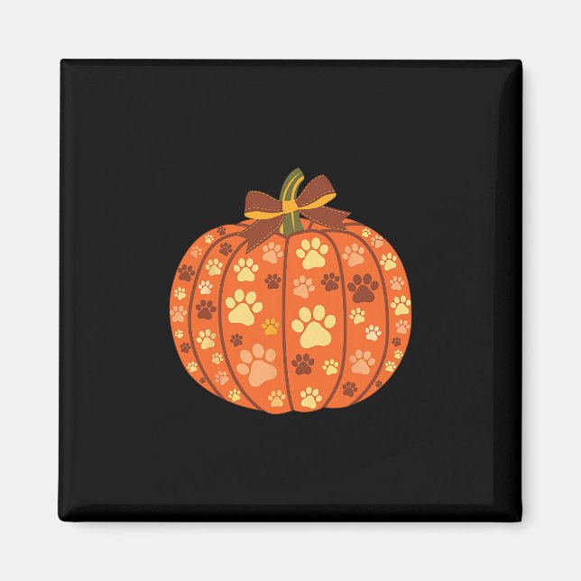 Dog Paw Print Pumpkin Bow Autumn Fall Halloween An Magnet (Front)