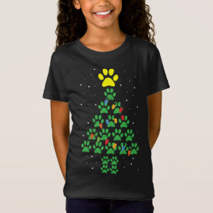 Dog Paw Print Puppy Christmas Tree Lights Cool X-M T-Shirt
