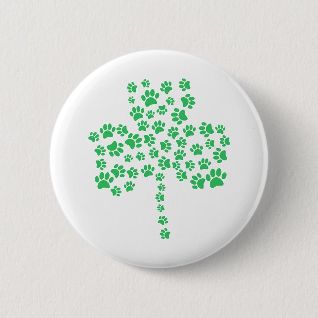 Dog Paw Print Shamrock 6 Cm Round Badge (Front)