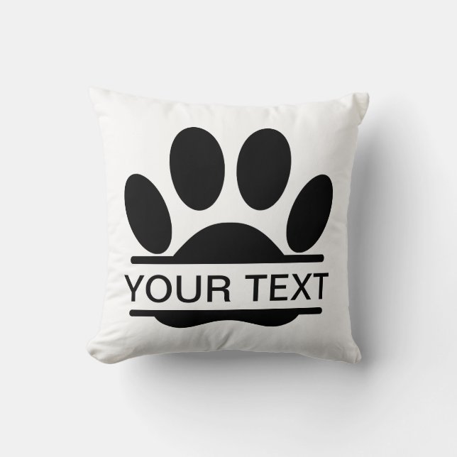 Dog Paw Print Split Drawing Custom Text Cushion (Front)