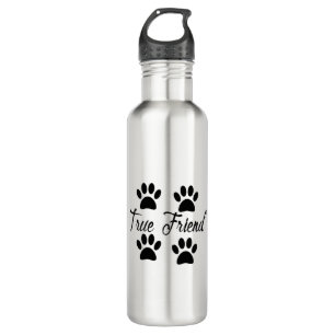 Dog Paw Print True Friends Text 710 Ml Water Bottle