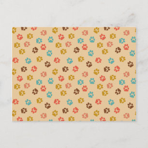 Dog Paw Print Vintage Colour Animal Lover Postcard