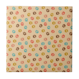 Dog Paw Print Vintage Colour Animal Lover Tile