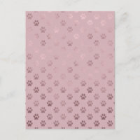 Dog Paw Print Vintage Rose Pink Background