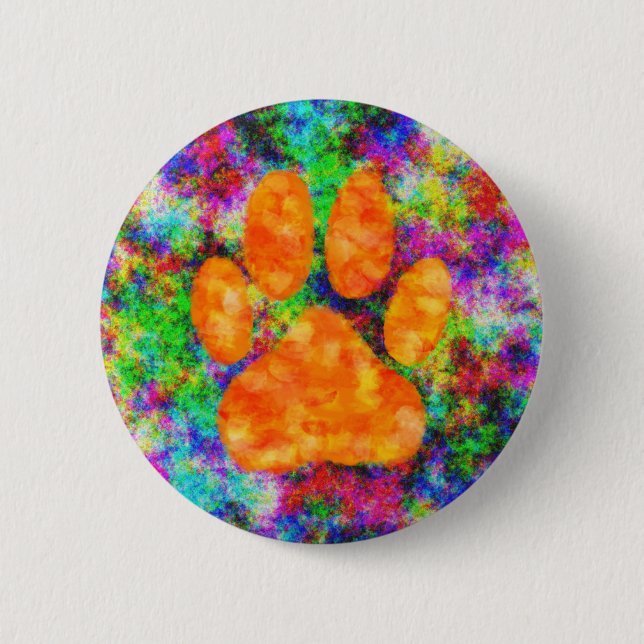 Dog Paw Print Watercolor 6 Cm Round Badge (Front)