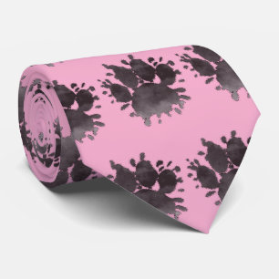 Dog Paw Print Watercolor Canine Paw Pink Tie