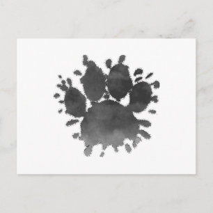 Dog Paw Print Watercolor Canine Paw Postcard