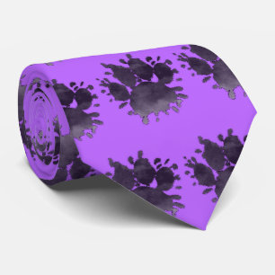 Dog Paw Print Watercolor Canine Paw Purple Tie