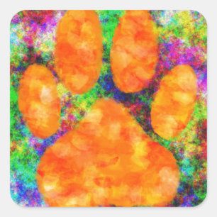 Dog Paw Print Watercolor Square Sticker