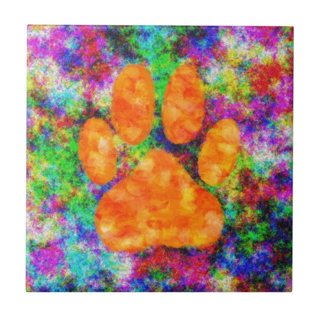 Dog Paw Print Watercolor Tile (Front)