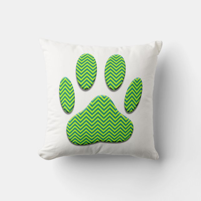Dog Paw Print With Chevron Pattern Cushion (Front)