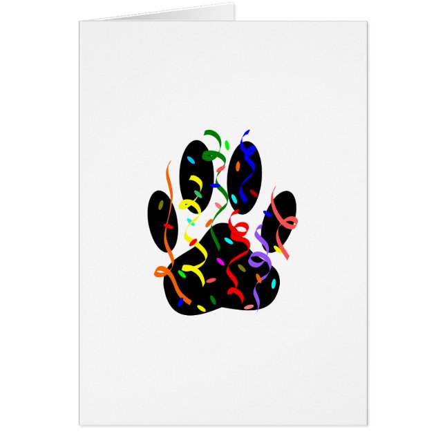 Dog Paw Print With Confetti And Streamer (Front)