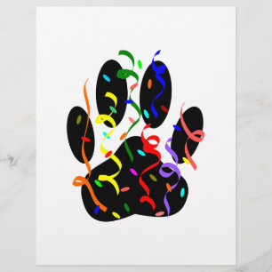 Dog Paw Print With Confetti And Streamer