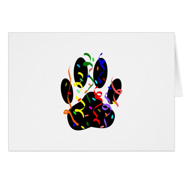 Dog Paw Print With Confetti And Streamer (Front Horizontal)