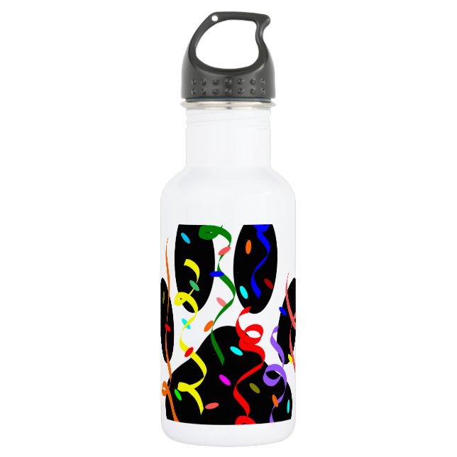 Dog Paw Print With Confetti And Streamer 532 Ml Water Bottle (Front)