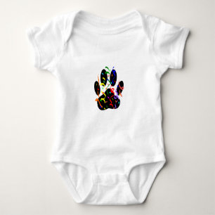 Dog Paw Print With Confetti And Streamer Baby Bodysuit