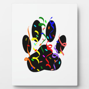Dog Paw Print With Confetti And Streamer Plaque