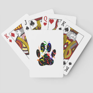 Dog Paw Print With Confetti And Streamer Playing Cards