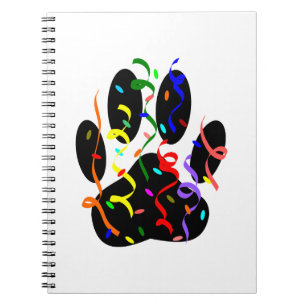 Dog Paw Print With Confetti And Streamer Spiral Notebook