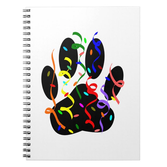 Dog Paw Print With Confetti And Streamer Spiral Notebook (Front)