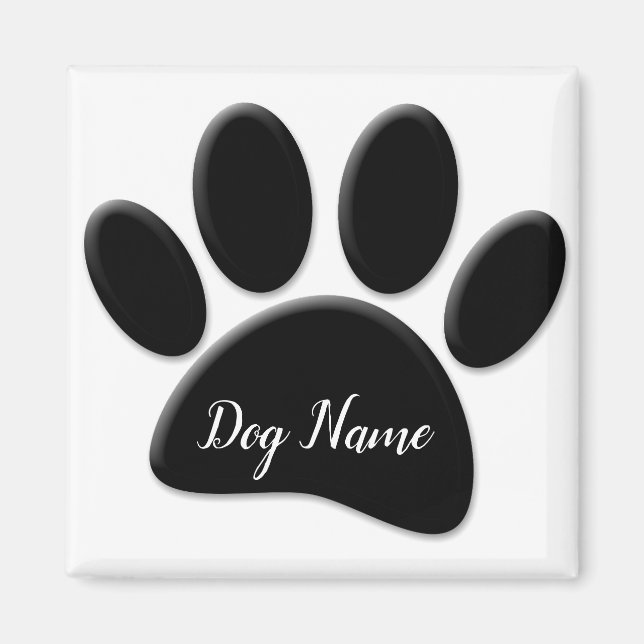 Dog Paw Print With Custom Doggie Name Magnet (Front)