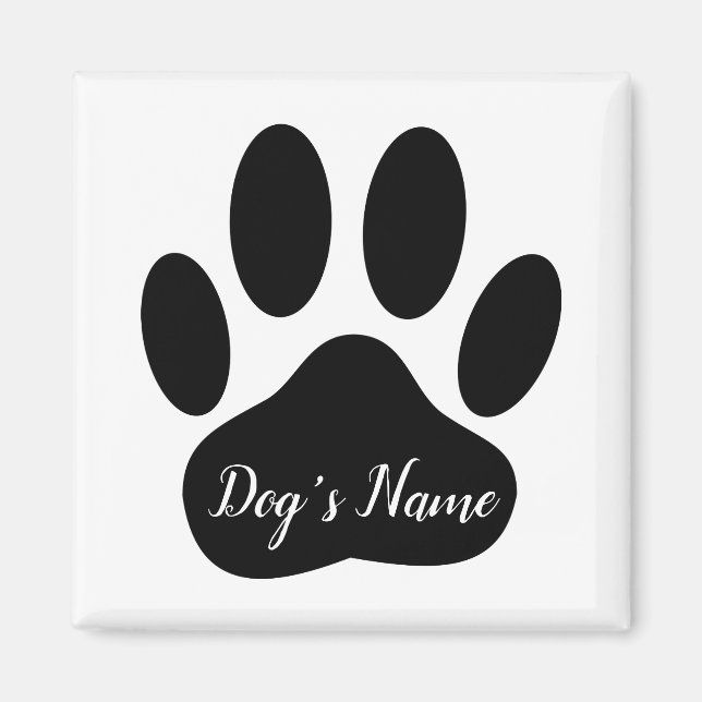Dog Paw Print With Custom Name Ceramic Tile Magnet (Front)