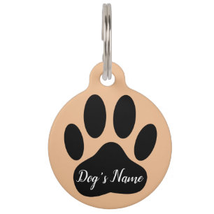 Dog Paw Print With Custom Name Pet Tag
