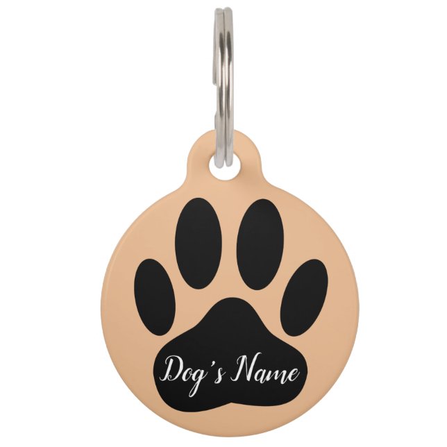 Dog Paw Print With Custom Name Pet Tag (Front)
