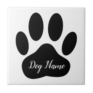 Dog Paw Print With Custom Name Tile