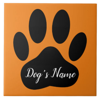Dog Paw Print With Custom Name Tile