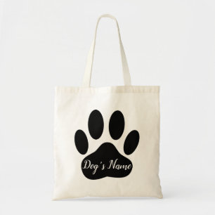 Dog Paw Print With Custom Name Tote Bag