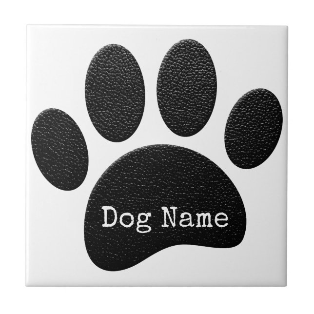 Dog Paw Print With Custom Typewriter Name Tile (Front)