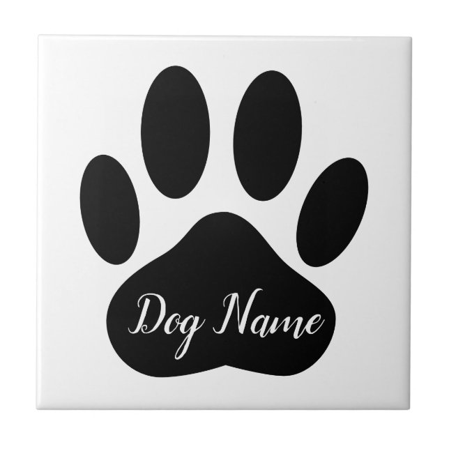 Dog Paw Print With Editable Name Tile (Front)