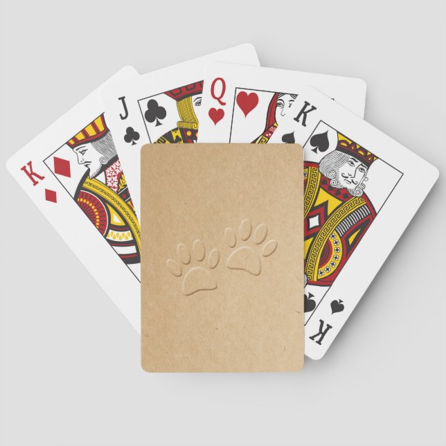 Dog Paw Print With Embossed Effect Playing Cards (Back)